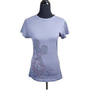 Disney Mickey Mouse Womens Lilac Gray Graphic T-Shirt Size Large